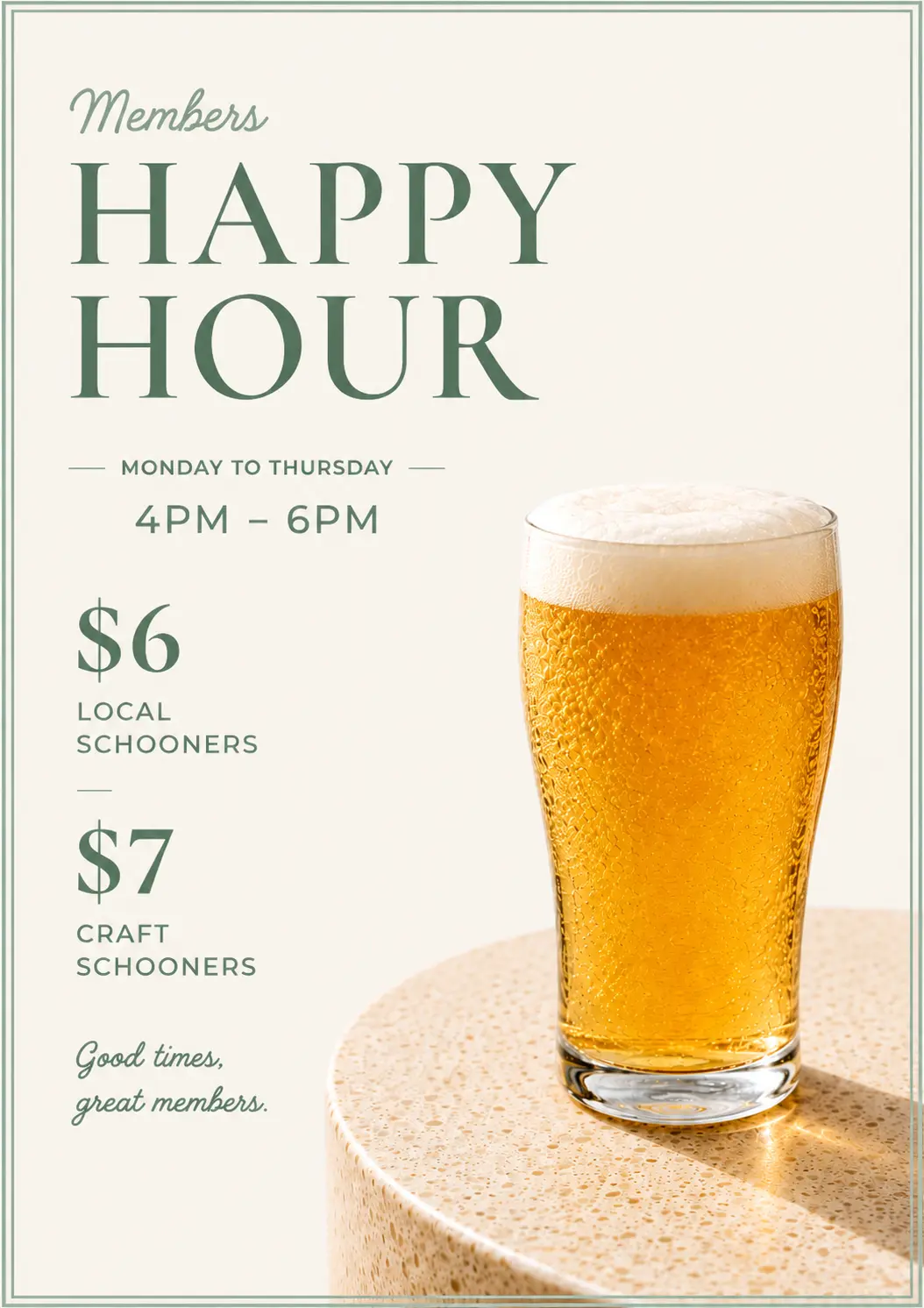 Members happy hour promotion
